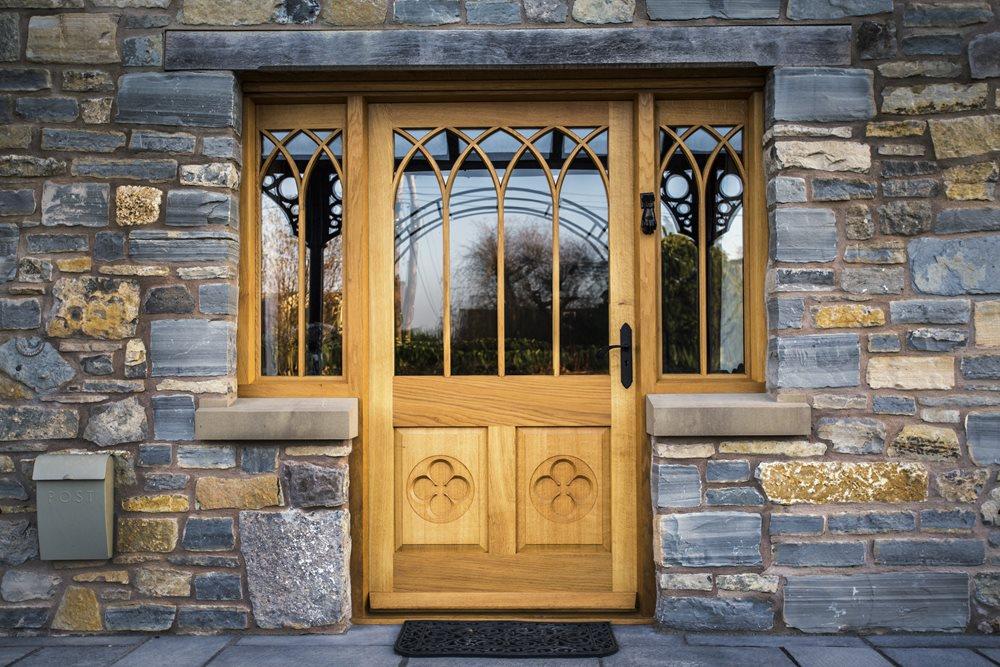 Bespoke oak front door for a converted cottage