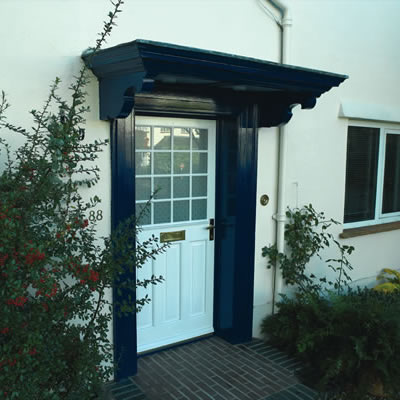 Wooden door and porch