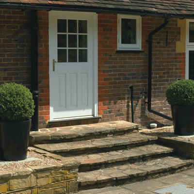 Modern wooden front door