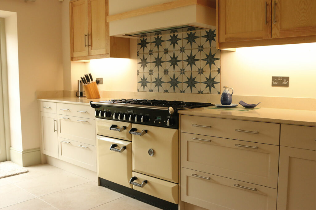 Wooden kitchen and range cooker